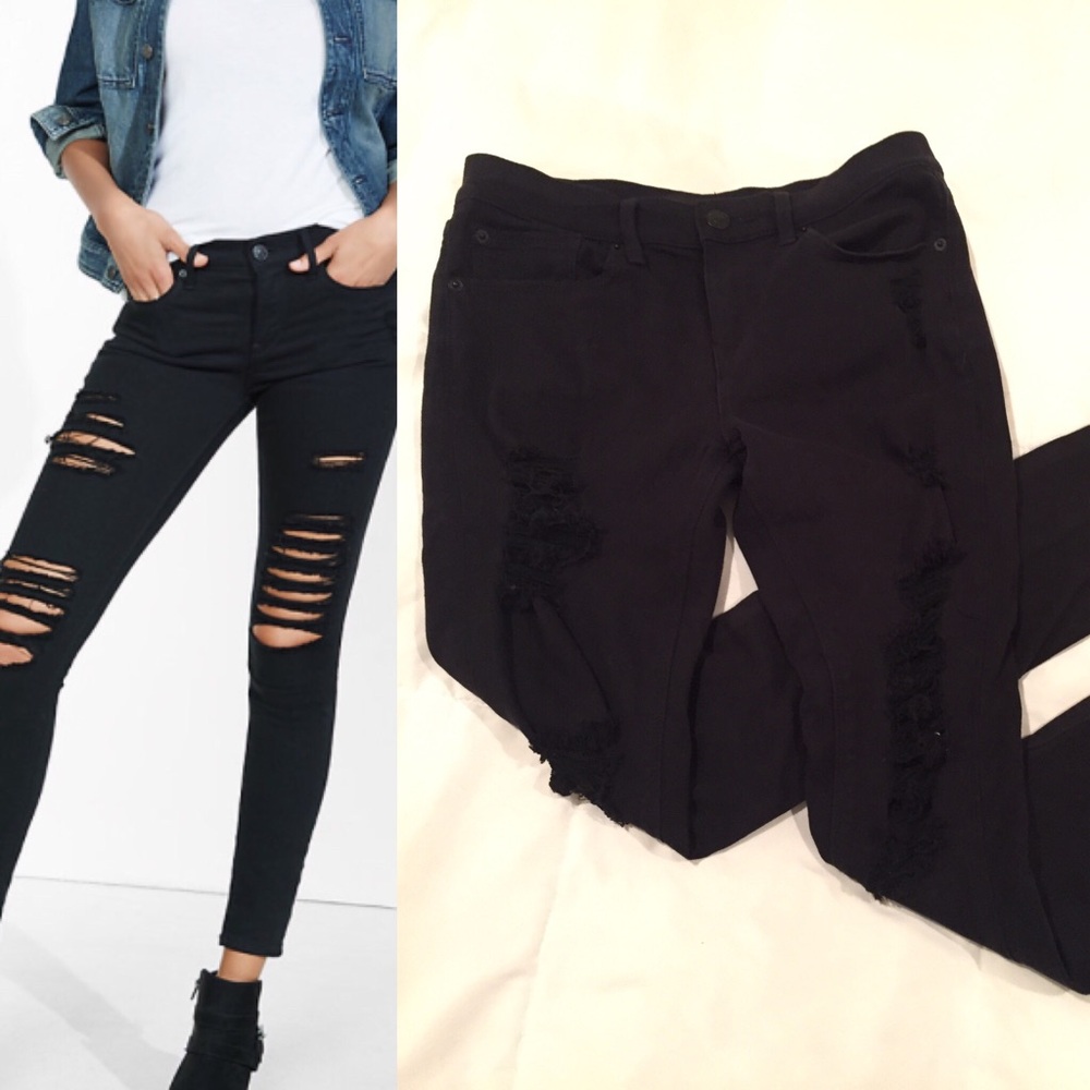 Express distressed mid rise leggings jeggings